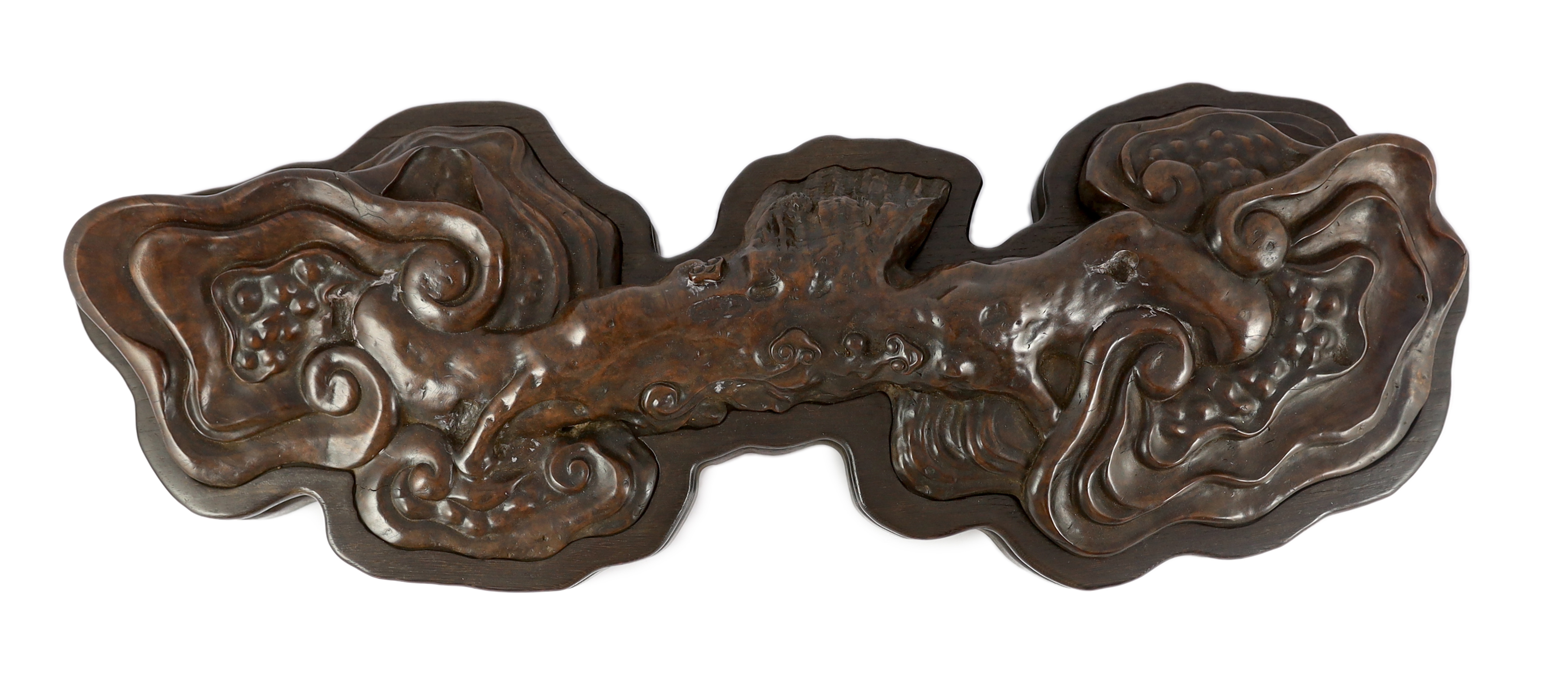 A giant Chinese burrwood 'lingzhi fungus' brush rest, Qing dynasty